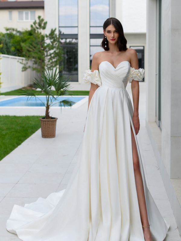 Robe de mariée bustier en satin
