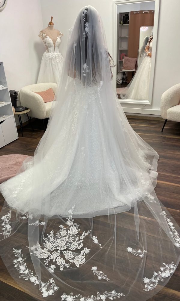Voile de mariée long en dentelle