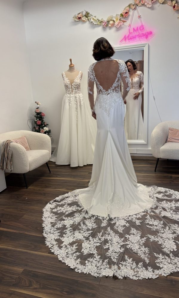 Traine longue sur robe sirène