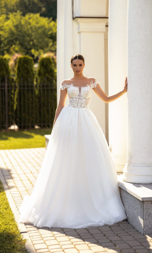 Robe de mariée col bateau